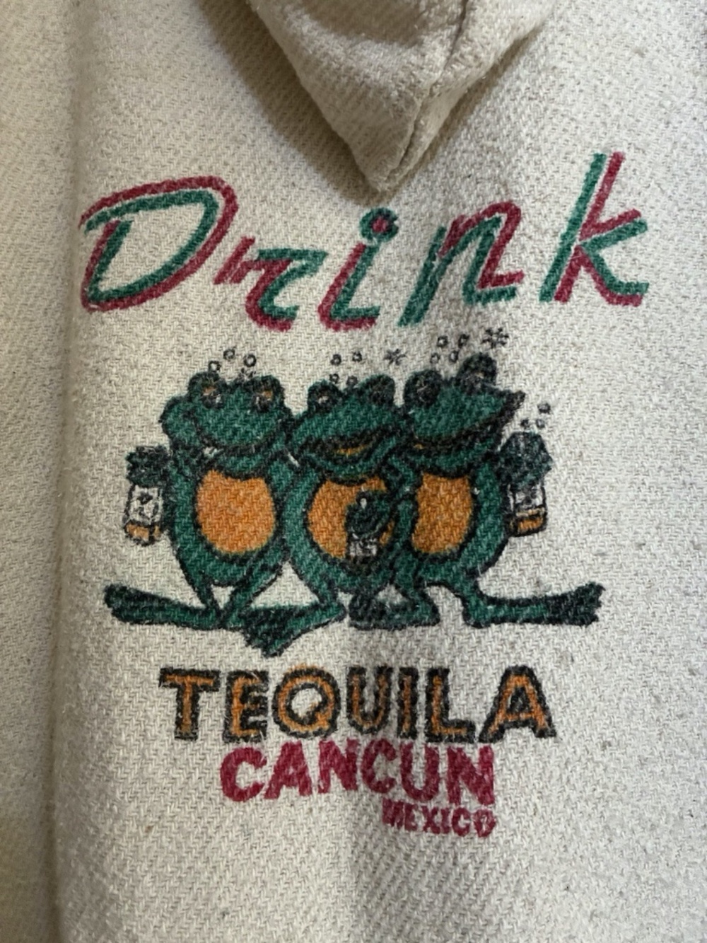 Mexican Baja Beige Cotton Hoodie Senor Frogs Cancun SZ XL